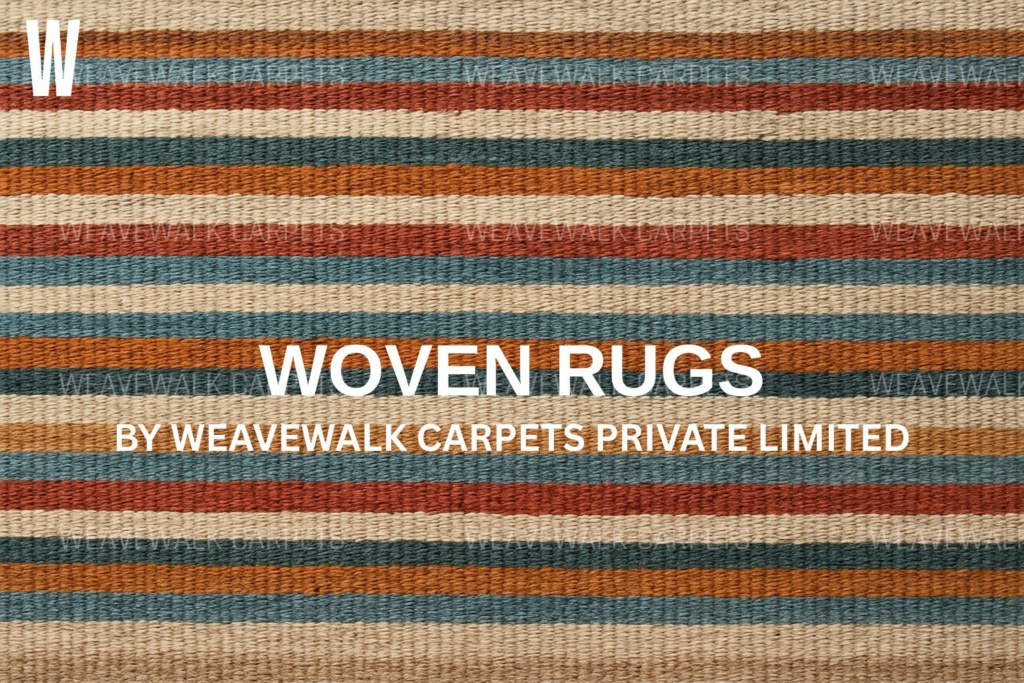 Handwoven geometric pattern carpet in beige and grey tones – Weavewalk Carpets 2024 collection (Woven Carpet)